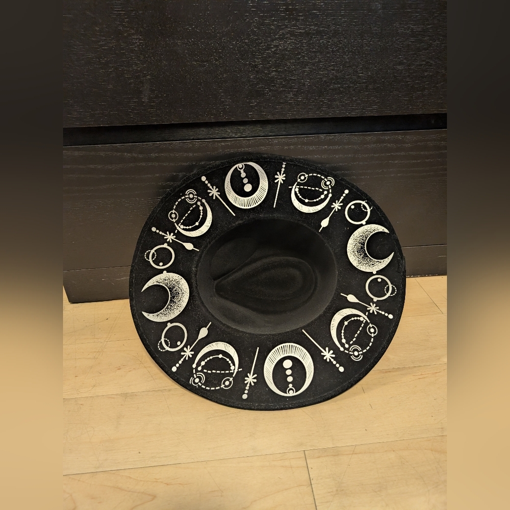 Goth Black Hat with Celestial Design